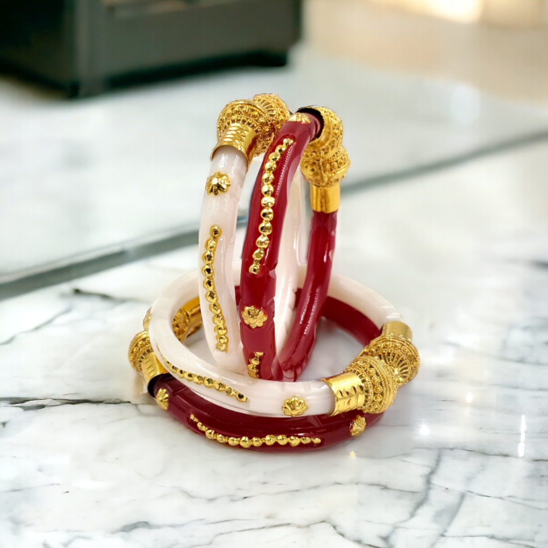 Acrylic Gold Plated Shakha Pola Bangles, Occasion : Party Wear, Wedding  Wear, Feature : Shining Look at Best Price in Cuttack